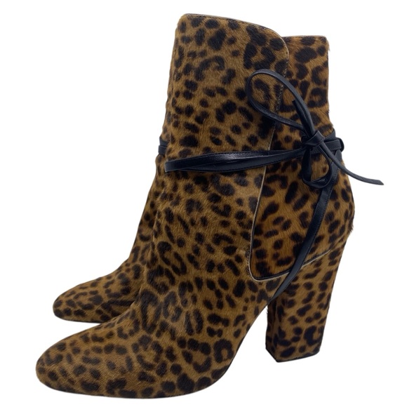 Sergio Rossi Shoes - Sergio Rossi Womens Shoes Leopard Heeled Boots Sz 11 Leather Calf Hair Italy